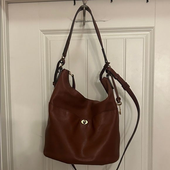 Fossil Brown Leather bucket crossbody/ Shoulder Bag - Picture 1 of 9